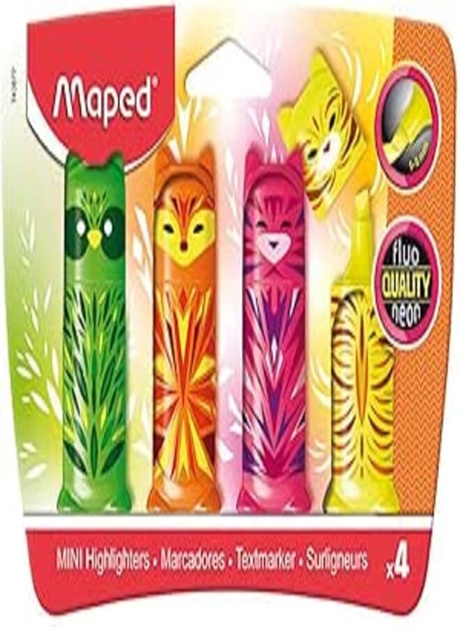 Maped Mini Friends Highlighters (x4 Pack Assorted Colours), 743677